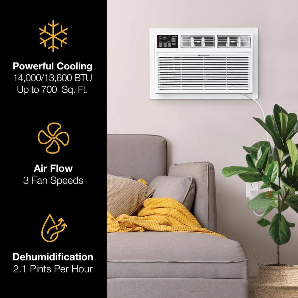 Whirlpool 14,000 BTU (DOE) 230-Volt Through-The-Wall Air Conditioner Cools 700 sq. with Remote (2)
