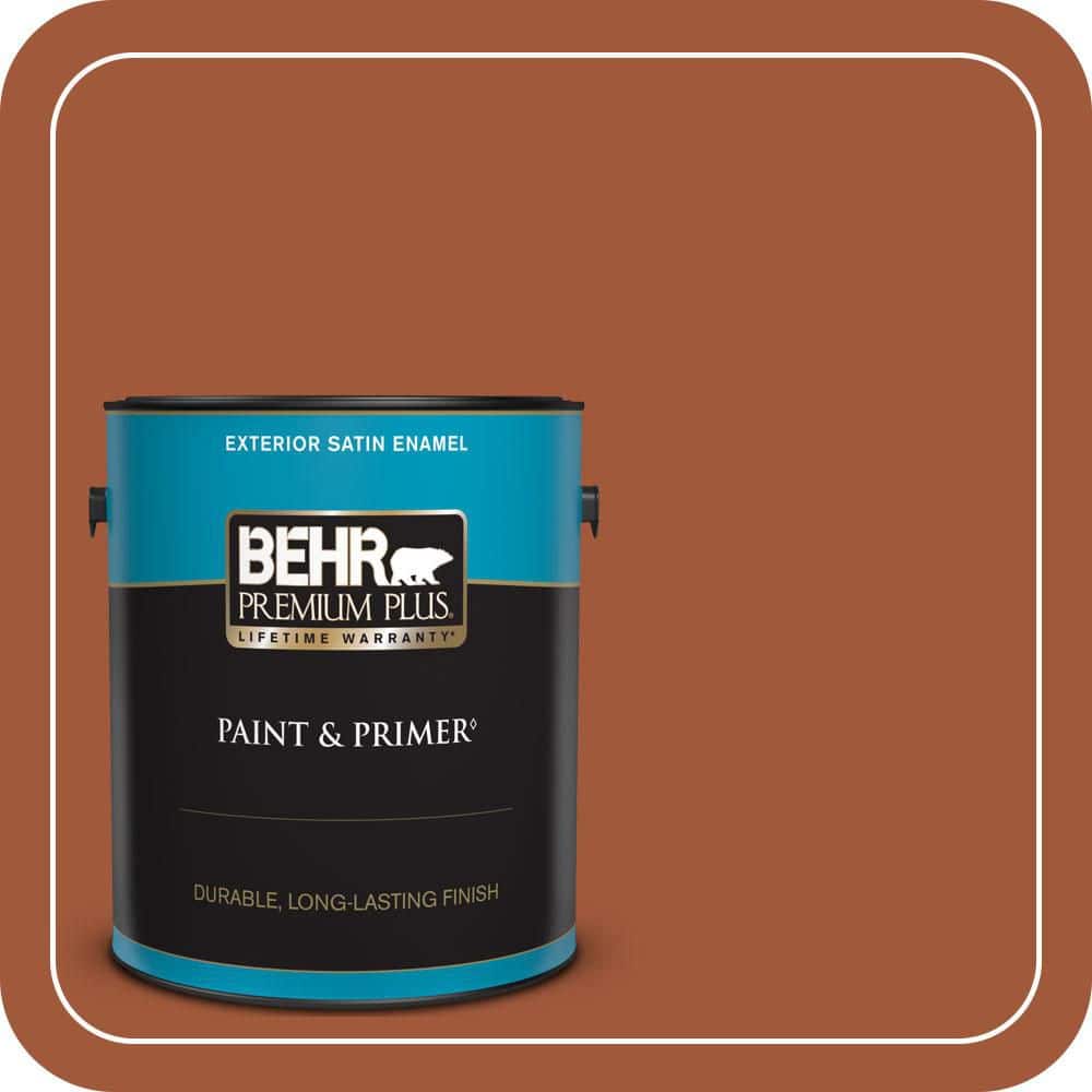BEHR PREMIUM PLUS 1 gal. #S-H-230 Ground Nutmeg Satin Enamel Exterior Paint & Primer