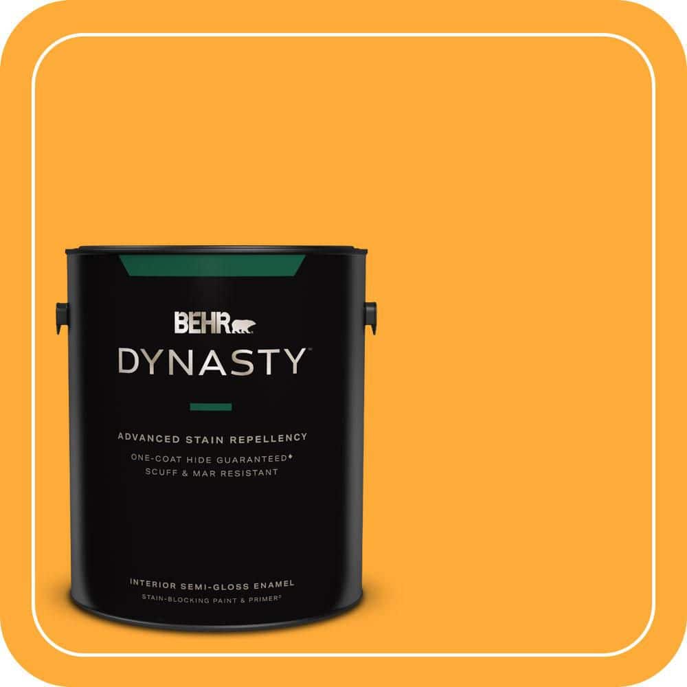 BEHR DYNASTY 1 gal. #S-G-310 Peach Butter Semi-Gloss Enamel Interior Stain-Blocking Paint & Primer