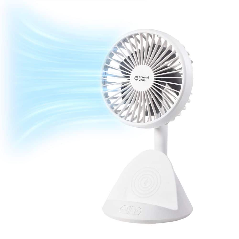 Comfort Zone 4 in. 3-Speed Personal Fan with Phone Charger