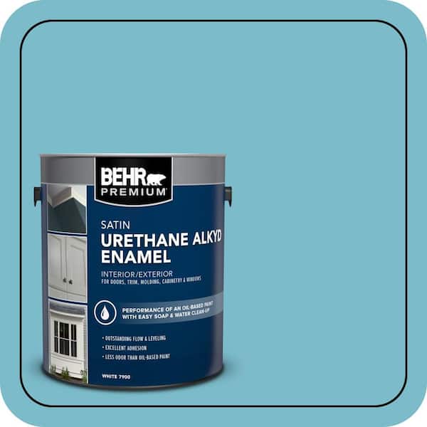 BEHR PREMIUM 1 gal. #M470-4 Azure Lake Urethane Alkyd Satin Enamel Interior/Exterior Paint (2)