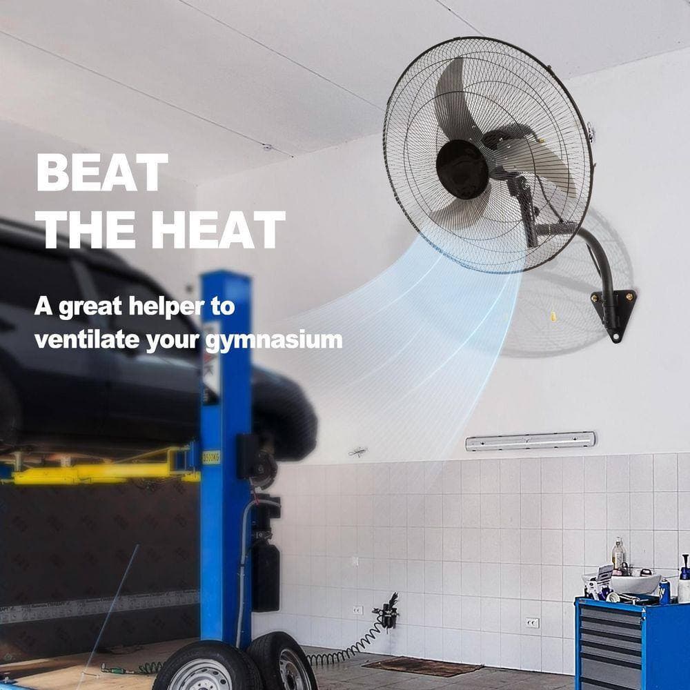 WOCK 20 in. Black 4650 CFM Oscillating Wall Mounted Fan, 3-Speed Heavy Duty for Garage, Warehouse, Workshop, Factory, ETL (3)