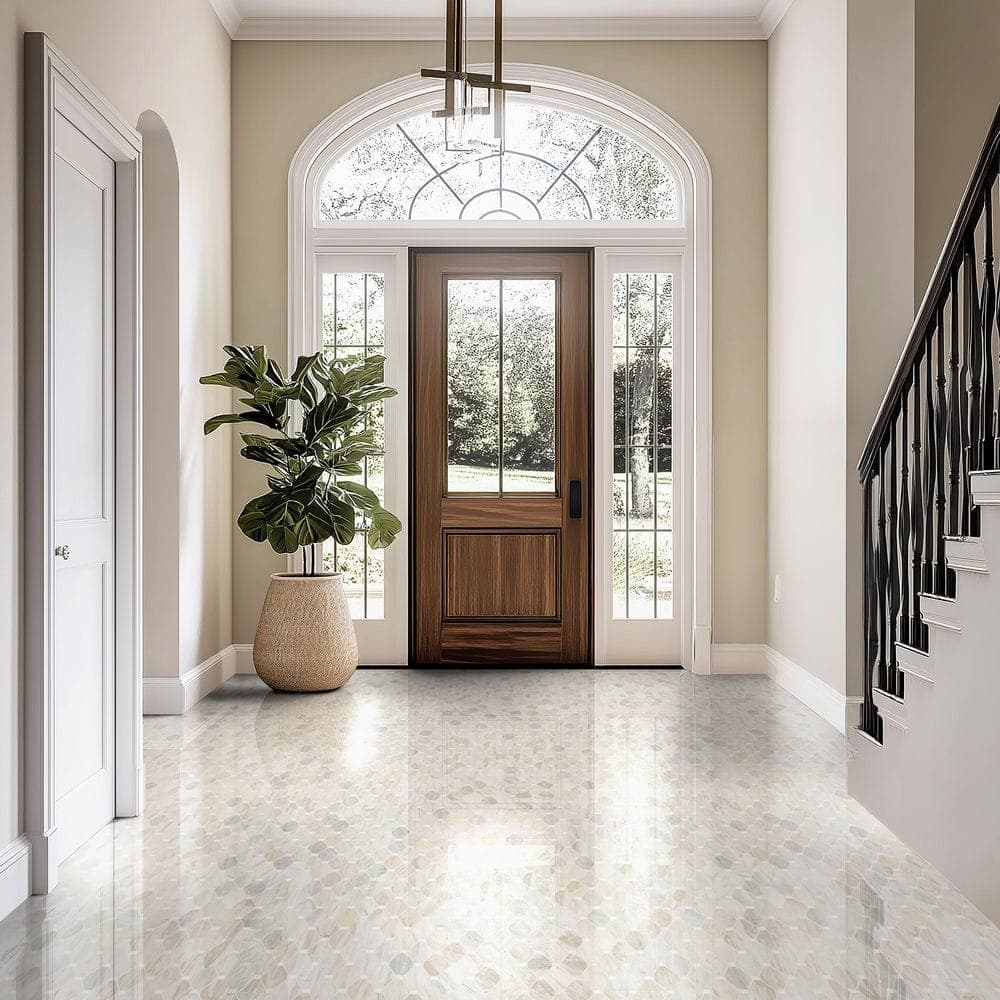 MSI Angora Elongated Octagon 12 in. x 13 in. x 0.38 in. Polished Marble Mesh-Mounted Mosaic Tile (1.01 sq. ft./Each) (4)