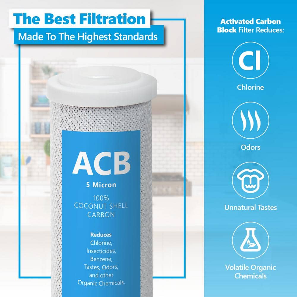 Express Water Activated Carbon Block Water Filter Replacement - 5 Micron - Under Sink Reverse Osmosis System (10-Pack) (2)