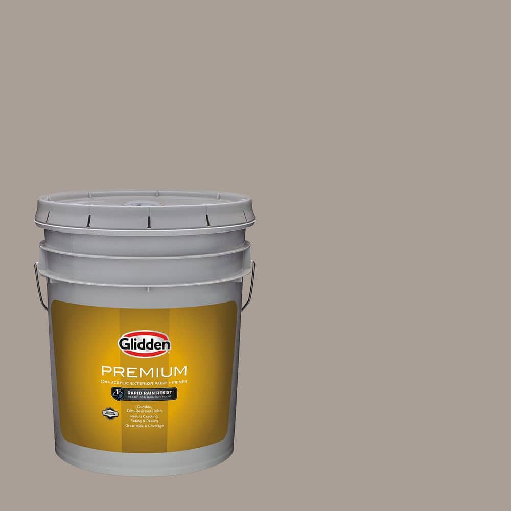 Glidden Premium 5 gal. PPG1019-4 Simmering Smoke Flat Exterior Latex Paint