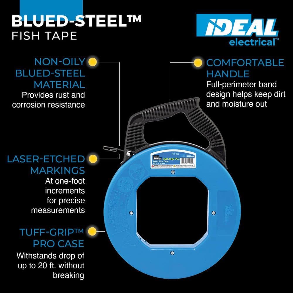 IDEAL Tuff-Grip Pro Fish Tape, 60 ft. x 1/8 in. x.060 in. (2)