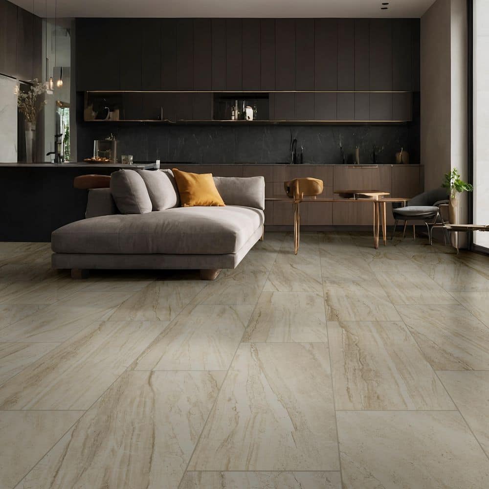 TrafficMaster Vigo Beige 12 in. x 24 in. Matte Ceramic Marble Look Floor and Wall Tile (2 sq. ft./Each) (3)