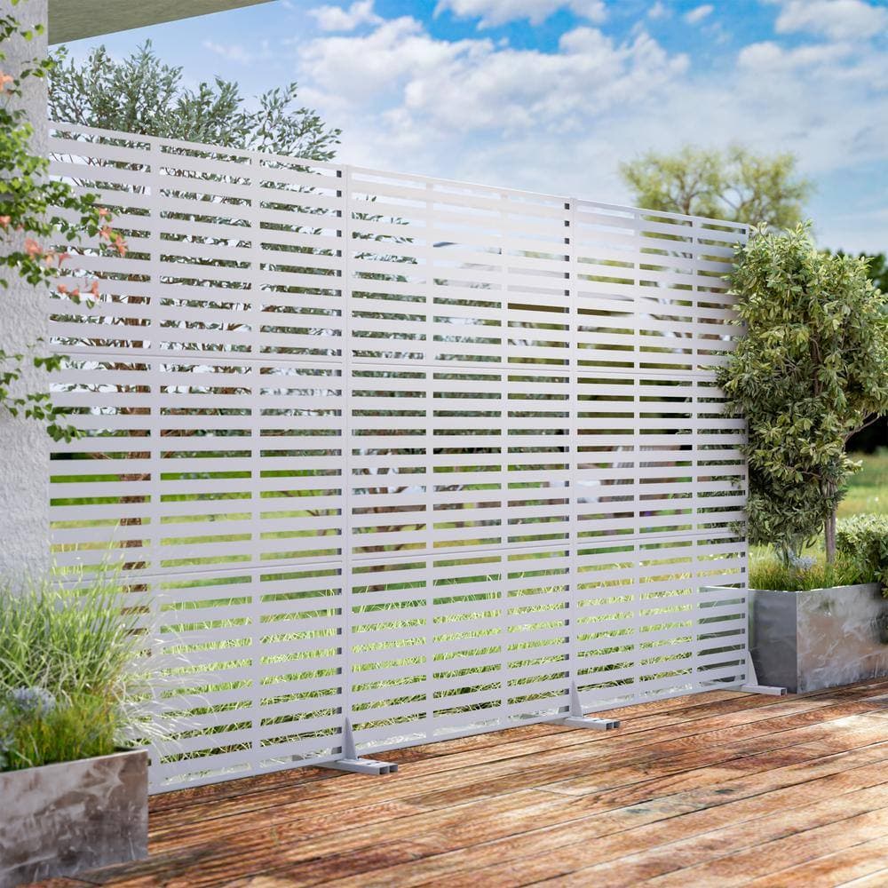 Dovelina 72 in. Adams Metal Outdoor Garden Fence Privacy Screen Garden Screen Panels in White (3)