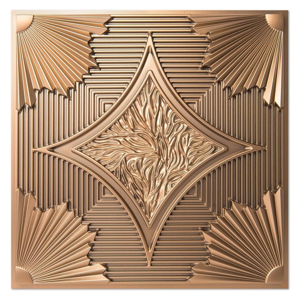 Art3dwallpanels Bronze Metal Finsih 2 ft. x 2 ft. Decorative Drop In Ceiling Tile (48 sq.ft./Box) (1)