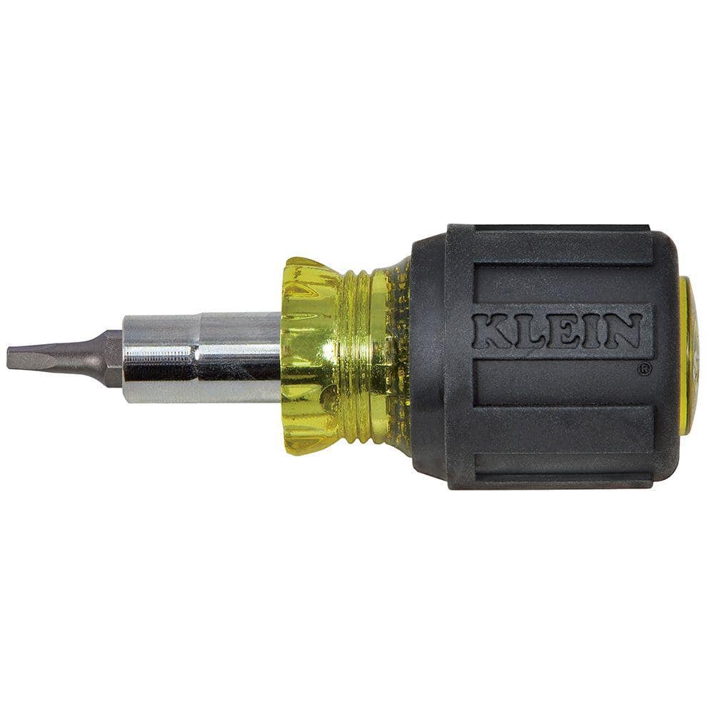 Klein Tools 3.2 in. Stubby Multi-Bit Screwdriver with Square Recess Bit (1)