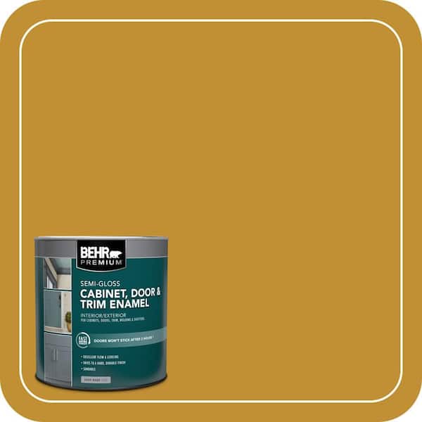 BEHR PREMIUM 1 qt. #M290-7 Turmeric Semi-Gloss Enamel Interior/Exterior Cabinet, Door & Trim Paint (2)