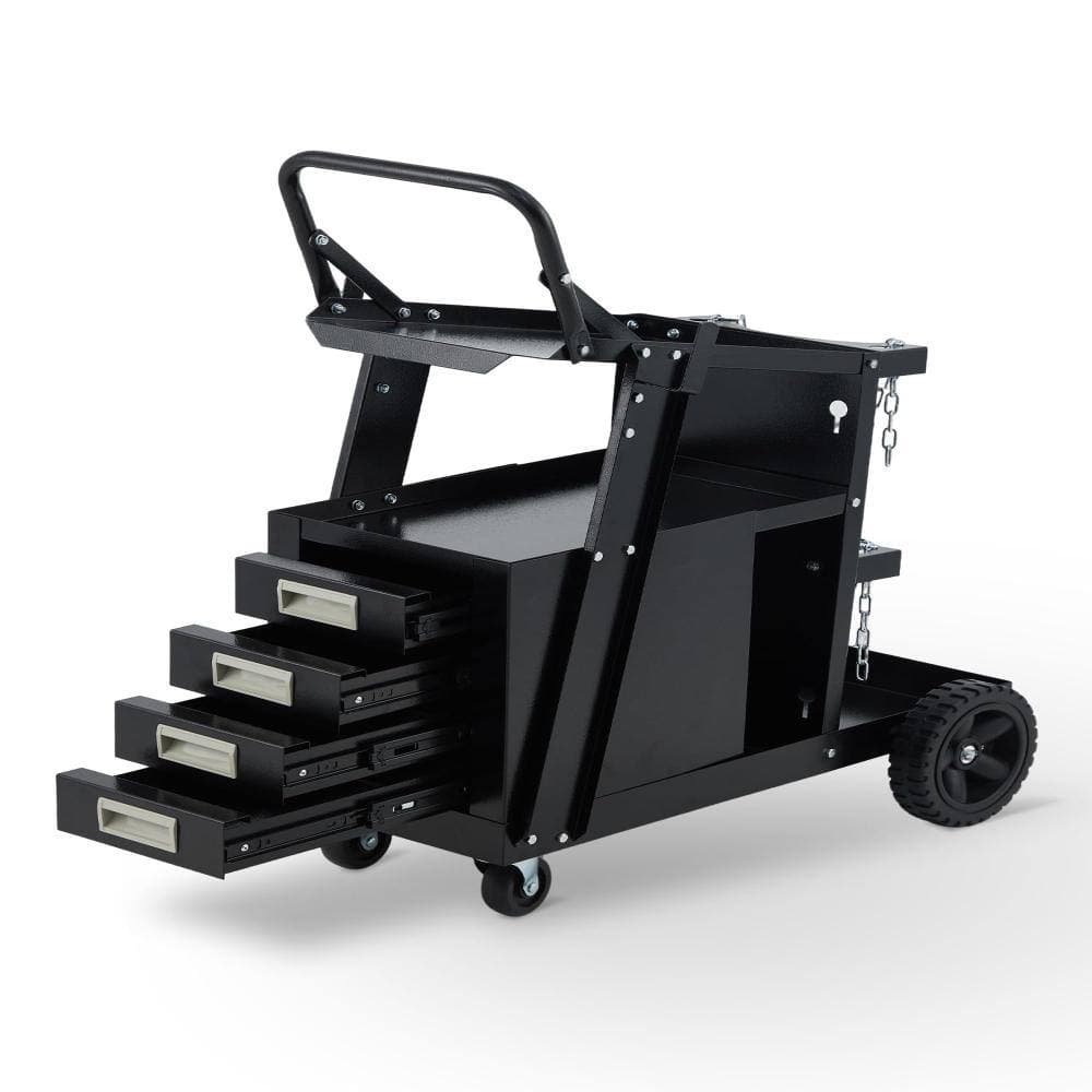Unbranded Welding Cart with 4 Drawers, 270 LB Capacity, Welder Cart with Tank Storage for MIG/TIG Welder & Plasma Cutter