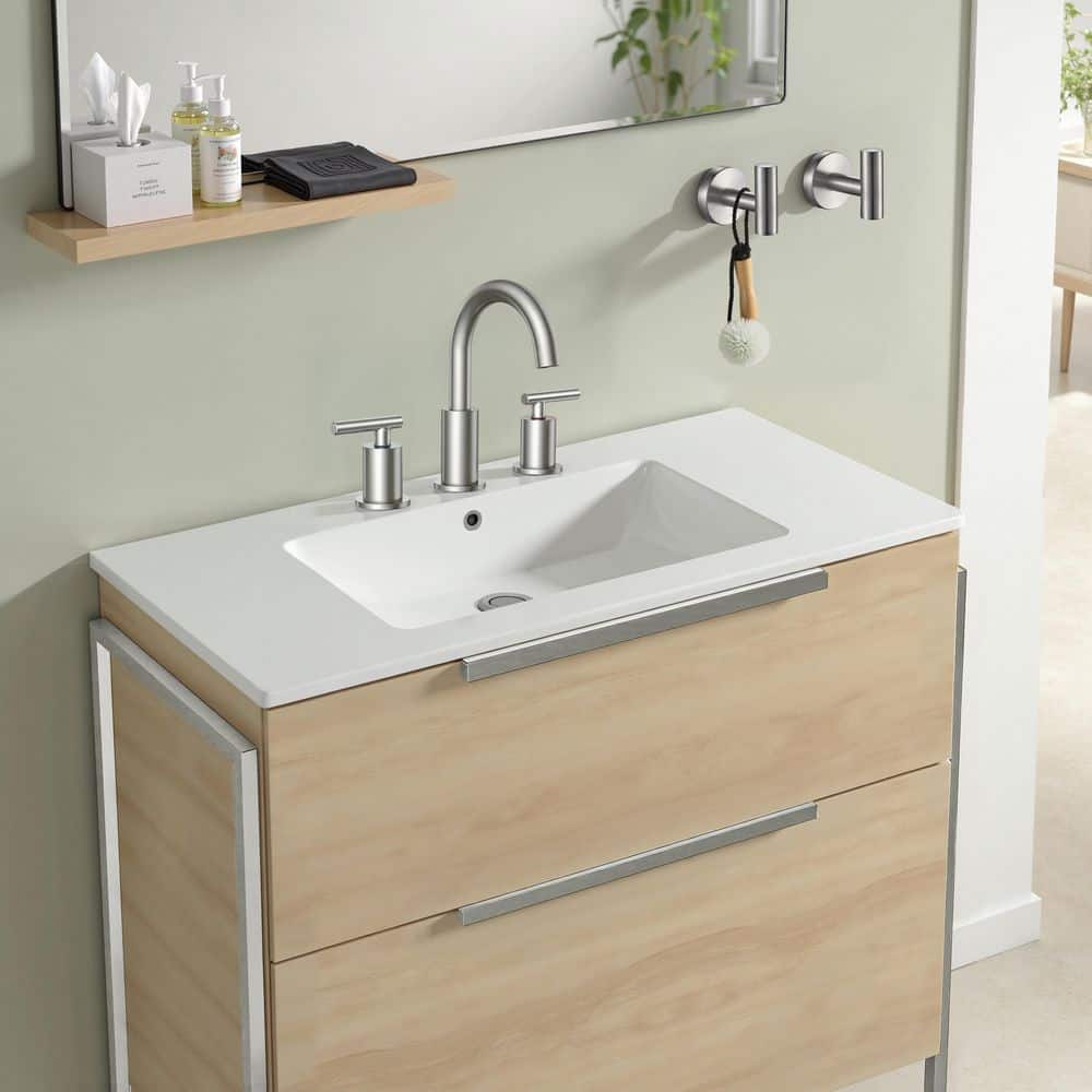 FORIOUS Bathroom Accessories Set Wall Mounted 4Piece，Towel Bar, Toilet Paper Holders and 2 Robe Hooks Brushed Nickel (3)