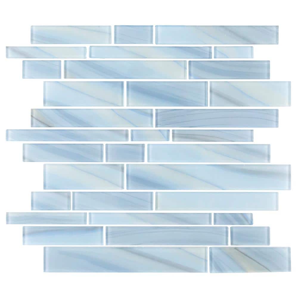 Jeffrey Court Polar Orbit Blue 11.625 in. x 11.625 in. Interlocking Glossy Glass Mosaic Wall Tile (0.938 sq. ft./Each) (2)