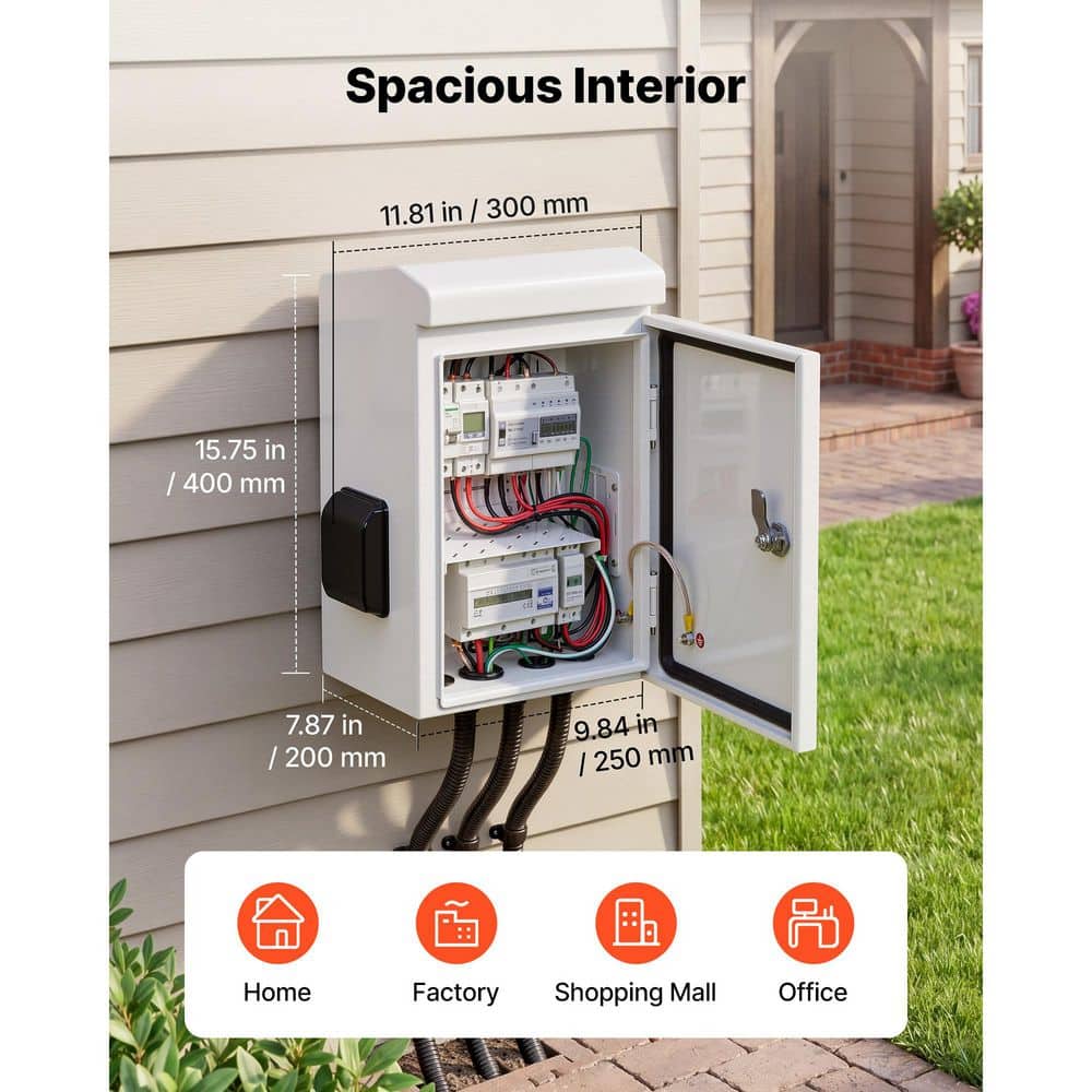 SVOPES Outdoor Electrical Enclosure, IP65 Waterproof Cold-Rolled Steel Junction Box with Fan & Thermostat, 16 x 12 x 8 in. (2)