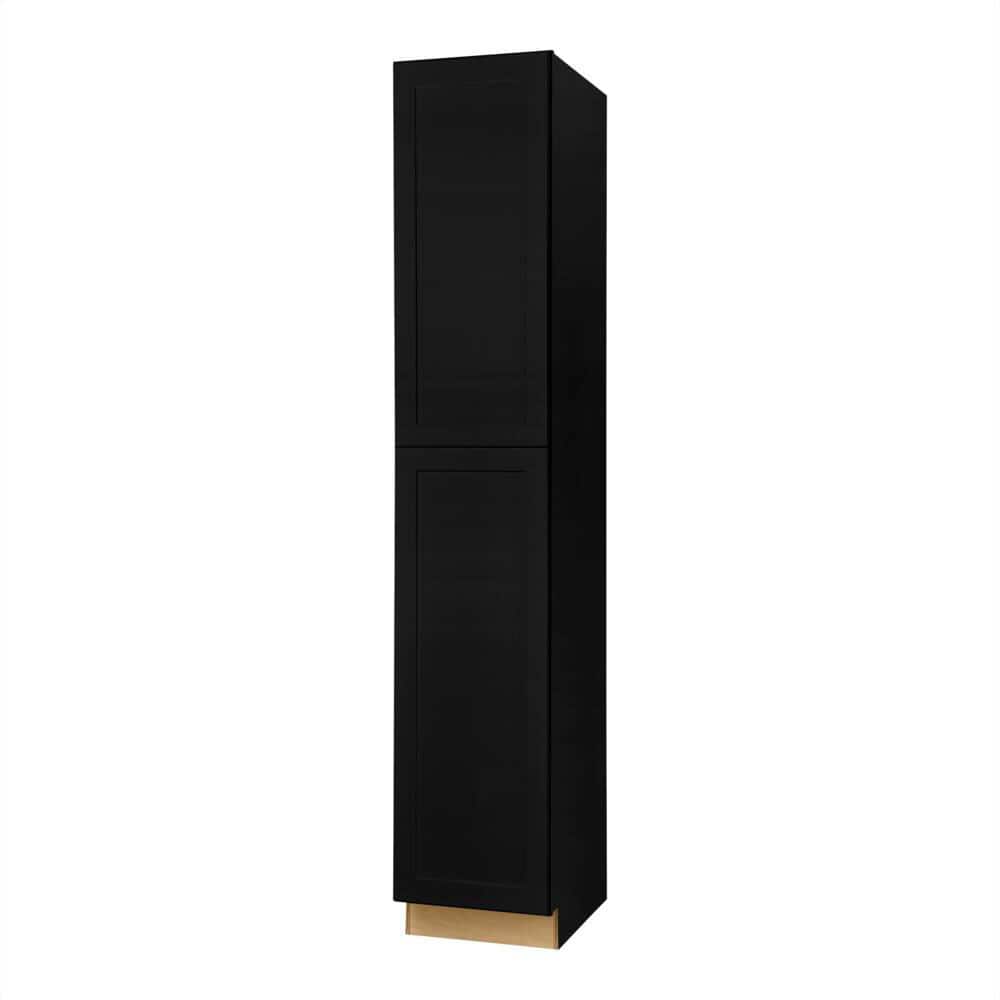 Hampton Bay Avondale 18 in. W x 24 in. D x 96 in. H Ready to Assemble Plywood Shaker Pantry Kitchen Cabinet in Raven Black