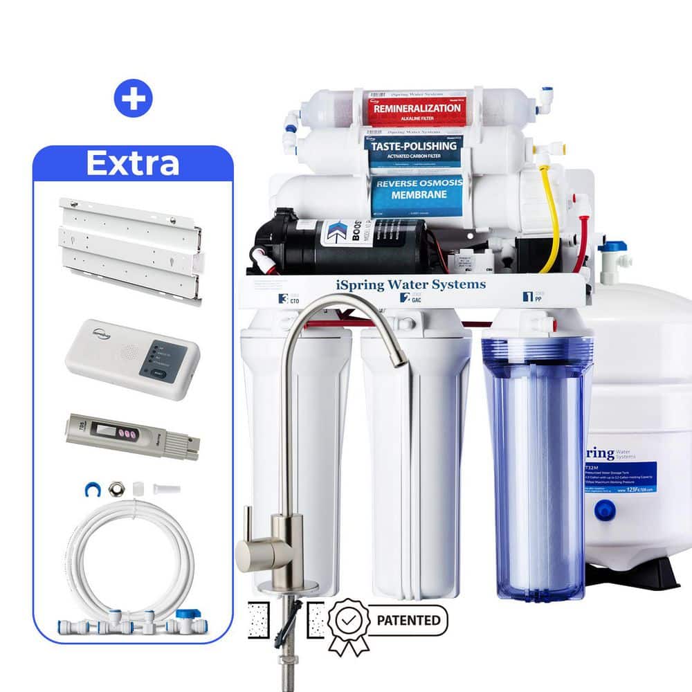 ISPRING RCC7P-AK Alkaline Reverse Osmosis System w/ Slide-Out Mounting Kit, TDS Pen, Fridge/Ice Maker Kit, Filter Life Reminder (1)