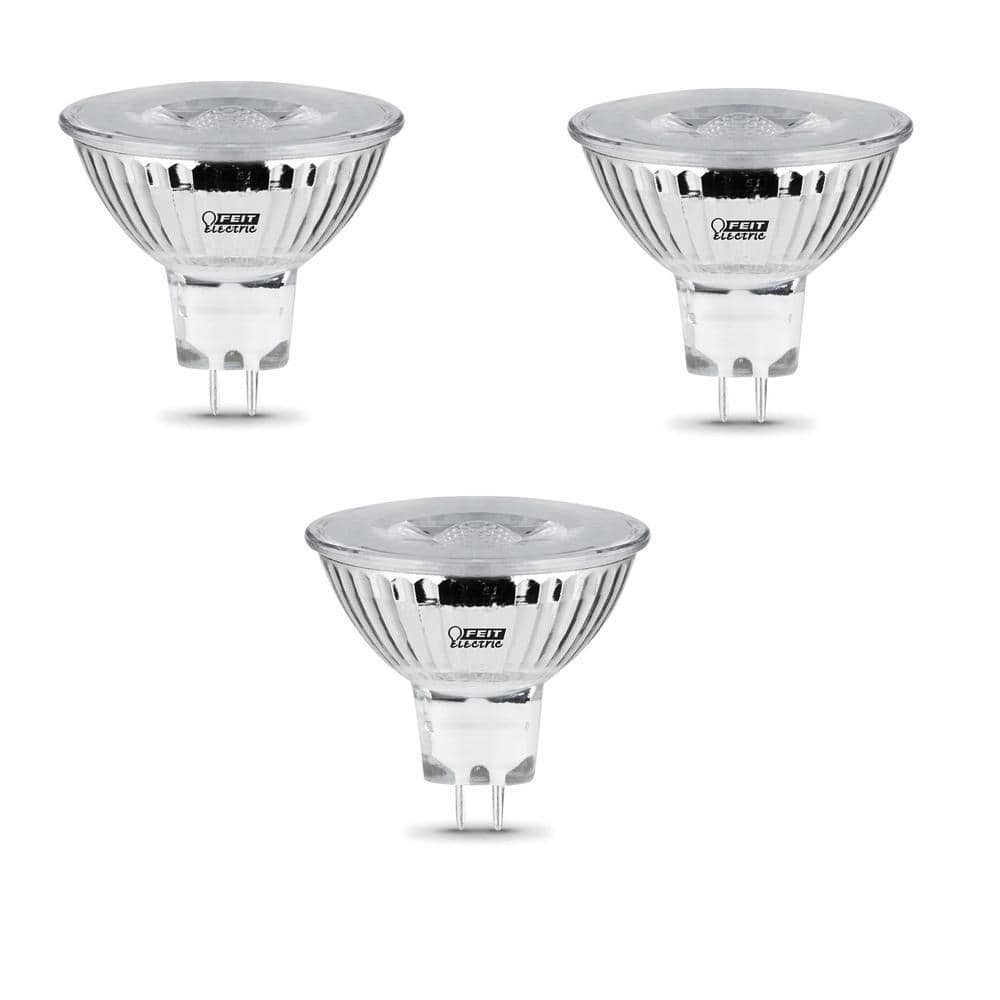 Feit Electric 50-Watt Equivalent MR16 GU5.3 Bi-Pin Dimmable 12-Volt Track Lighting 90+ CRI LED Flood Light Bulb, Daylight (3-Pack) (2)