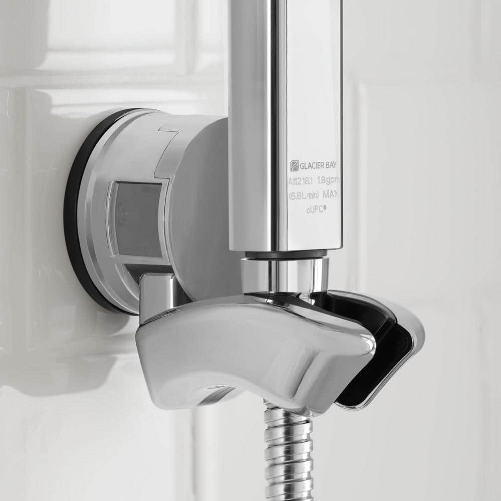 Glacier Bay Modern 1-Spray 7.9 in. Dual Tub Wall Mount Fixed and Handheld Shower Heads 1.8 GPM in Polished Chrome (3)