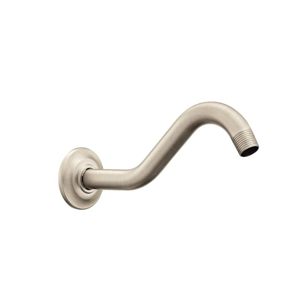 MOEN 8.75 in. Wall Mount Shepherd's Hook Shower Arm, Brushed Nickel with Flange Included