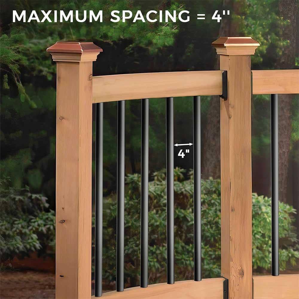 Afoxsos 36 x 3/4 Aluminum Deck Balusters Round Hollow Black Spindles for Porch Stairs Indoor Outdoor 51-Pack (3)