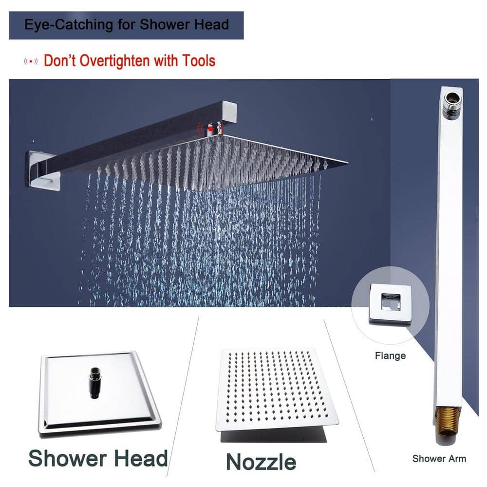 ELLO&ALLO 2-Handle 2-Spray Tub and Shower Faucet Handheld Shower Combo with 10 in. Rain Shower Head in Chrome (Valve Included) (2)