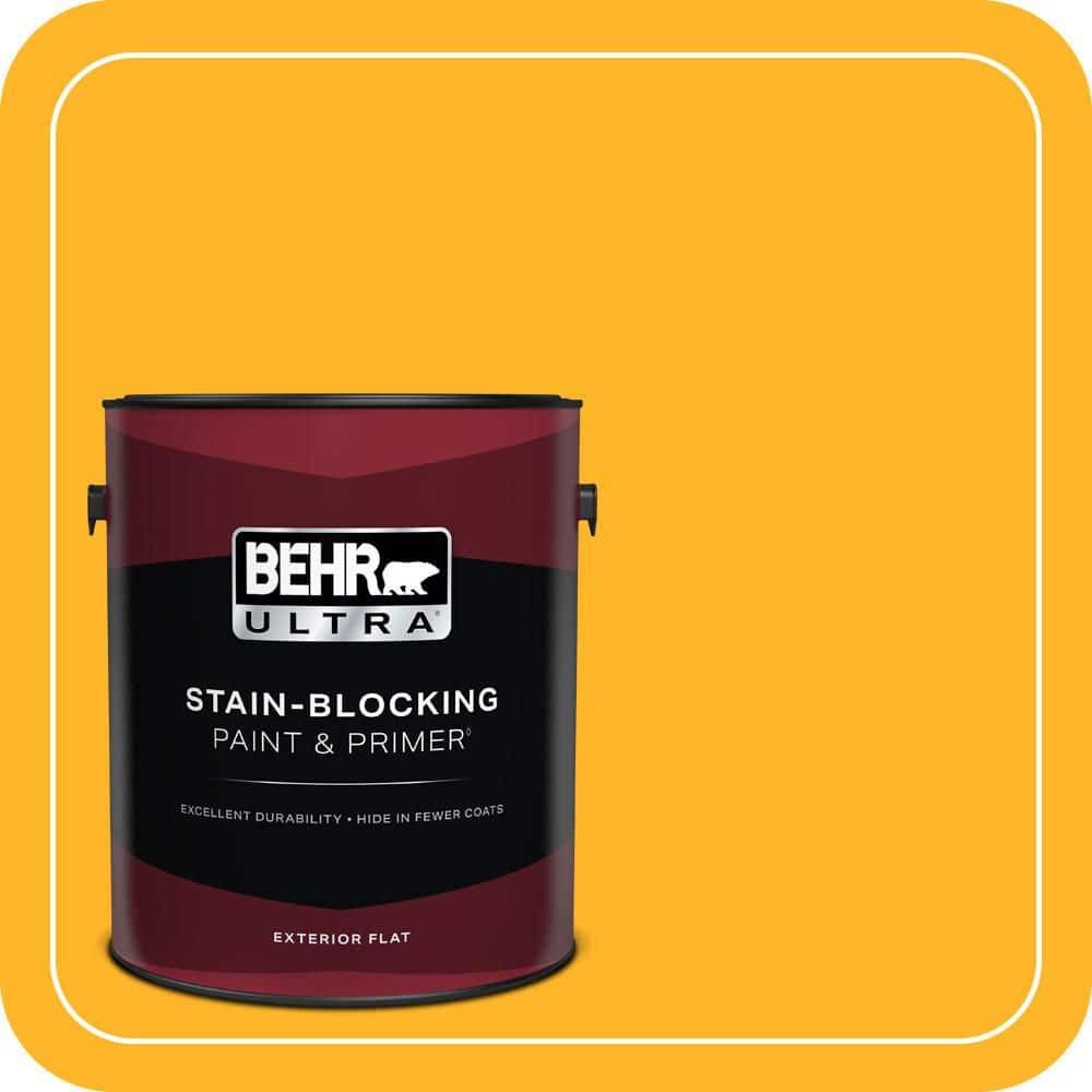 BEHR ULTRA 1 gal. #P260-7 Extreme Yellow Flat Exterior Paint & Primer