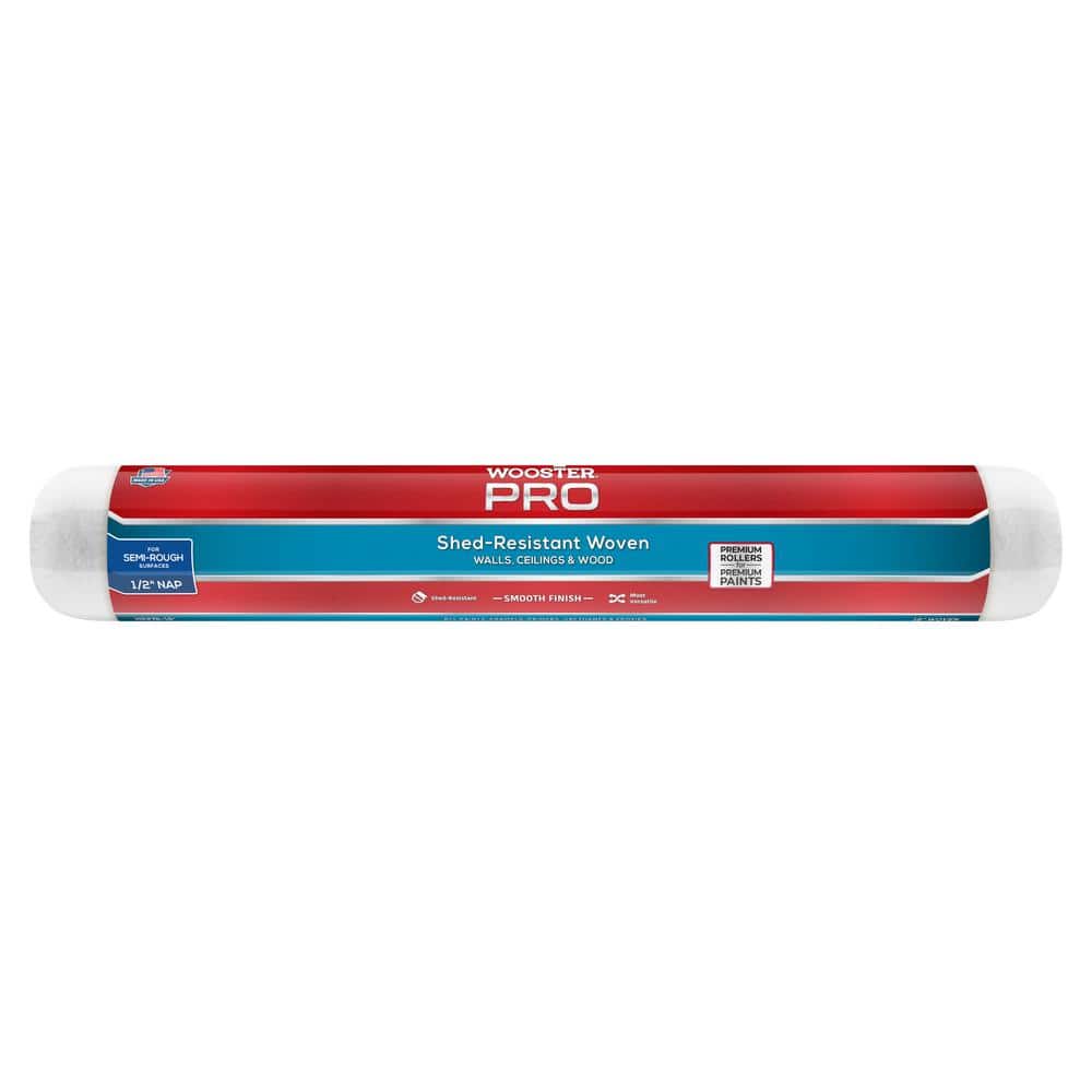 Wooster 18 in. x 1/2 in. High-Density Fabric Pro White Woven Roller Cover Applicator/Tool