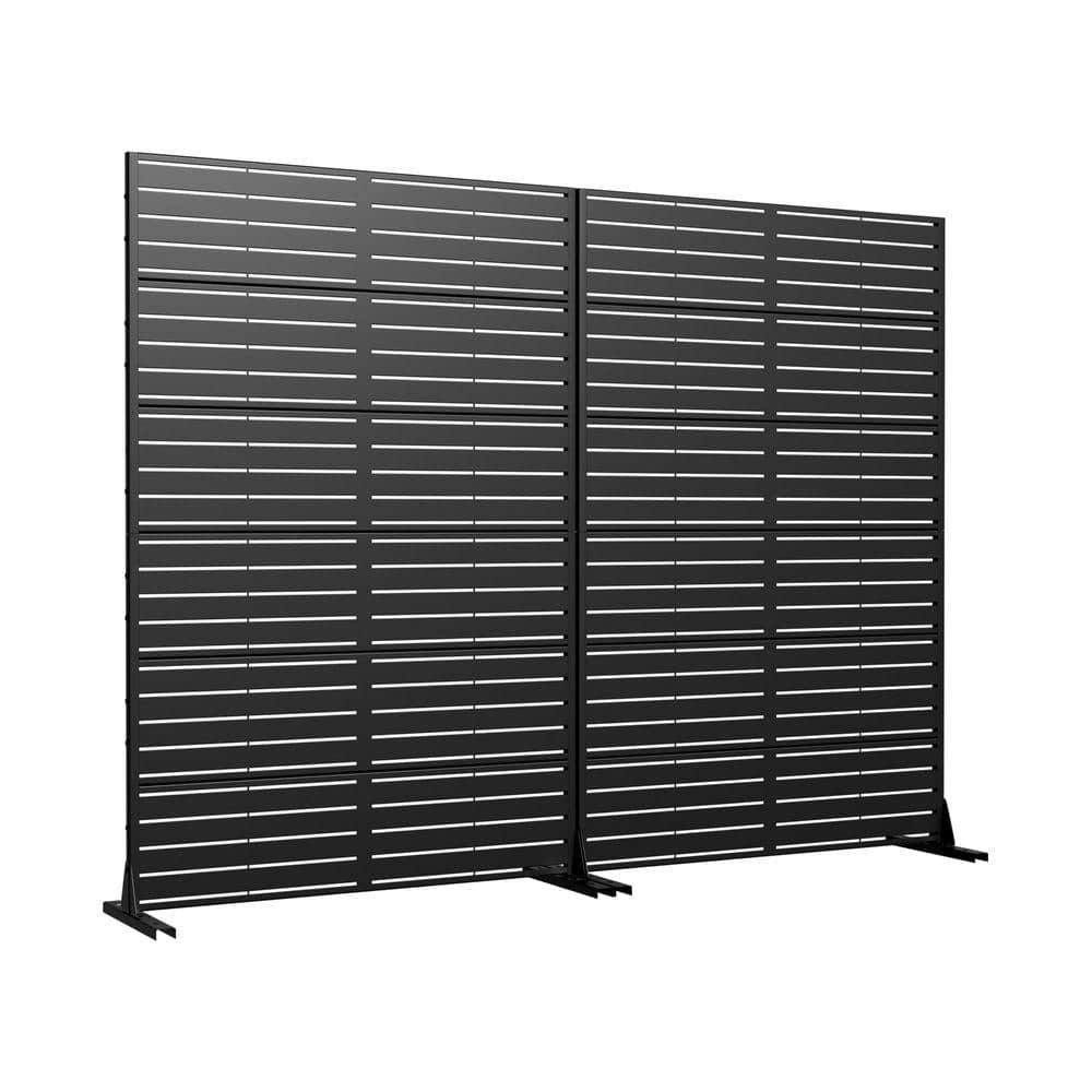 Lirago 72 in. 47 in. Outdoor Metal Privacy Screen Garden Fence Louver Pattern (2)