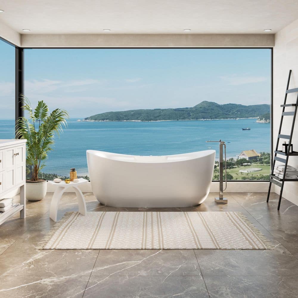CASAINC 71 in. x 32 in. Oval Whirlpool Bathtub in White with 10 Hydro Jets, Air Bubble Massage, LED Lighting, Heated Soak (2)