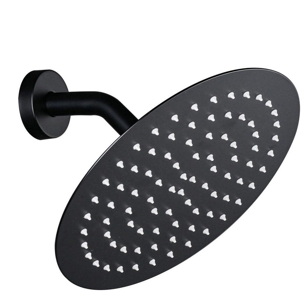 ALEASHA 1-Spray Pattern with 1.75 GPM 10 in. Wall Mount Rain Fixed Shower Head in Matte Black