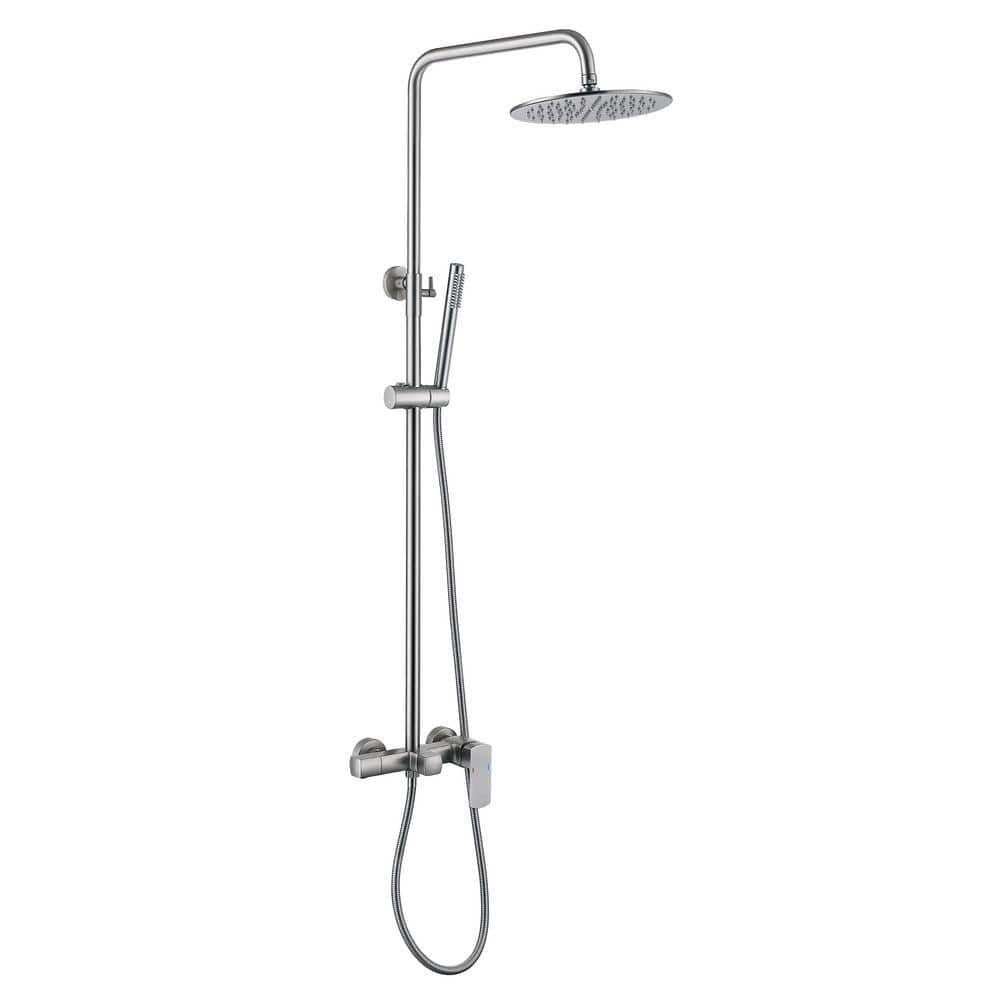 Tomfaucet 3-Spray Tub and Shower Faucet with 1.8 GPM Hand Shower and 360° Rotate Bathtub Spout in Brushed Nickel (Valve Included) (1)