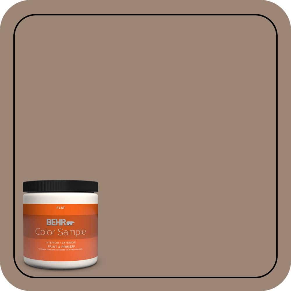 BEHR PREMIUM PLUS 8 oz. #PPU5-16 Earthnut Flat Interior/Exterior Paint & Primer Color Sample