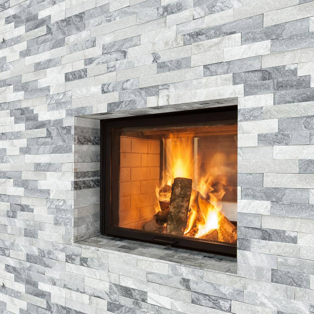 MSI Alaska Gray Ledger Panel 6 in. x 24 in. Splitface Marble Wall Tile (1 sq. ft. /each) (4)
