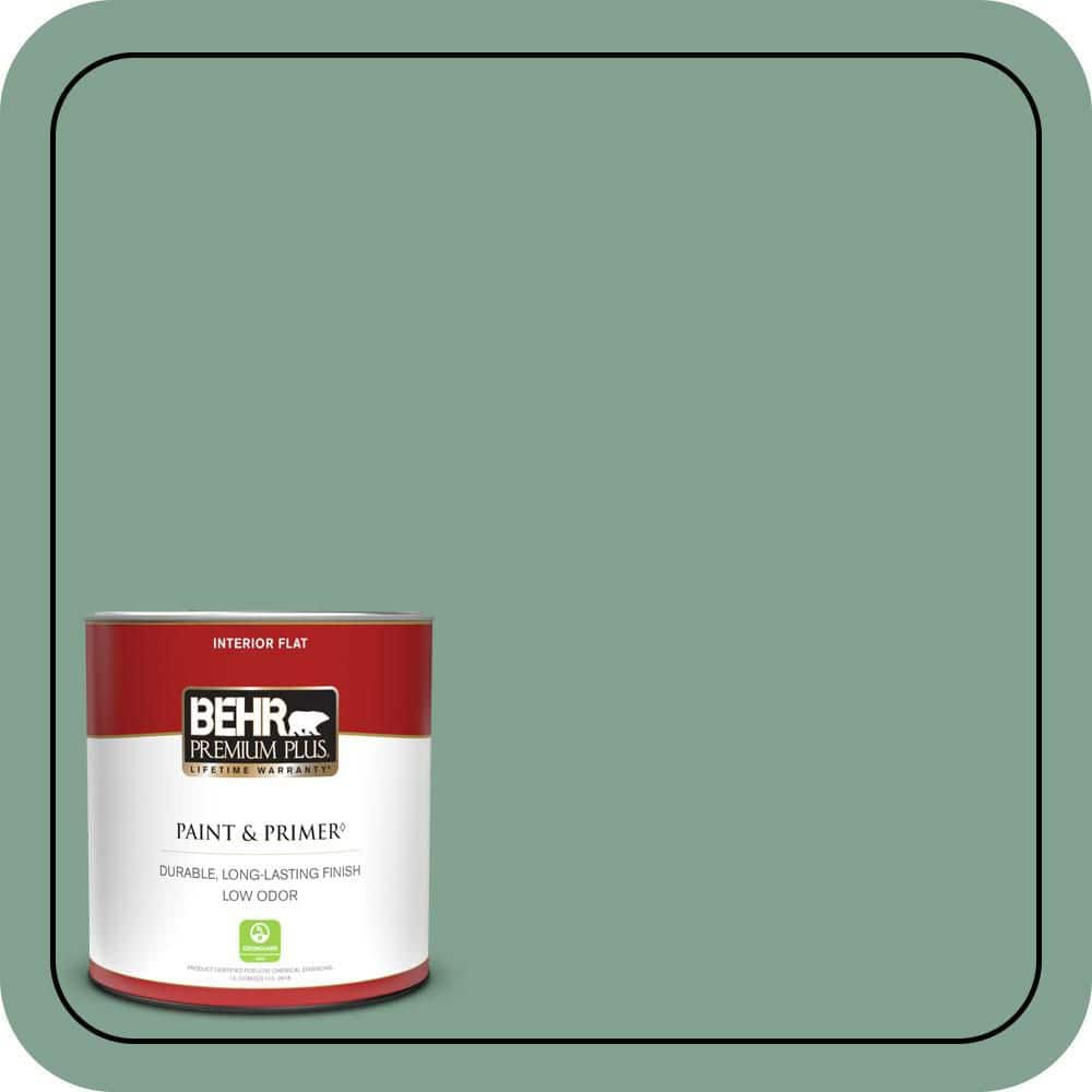 BEHR PREMIUM PLUS #MQ6-11 Mossy Bench Flat Low Odor & Primer (1)