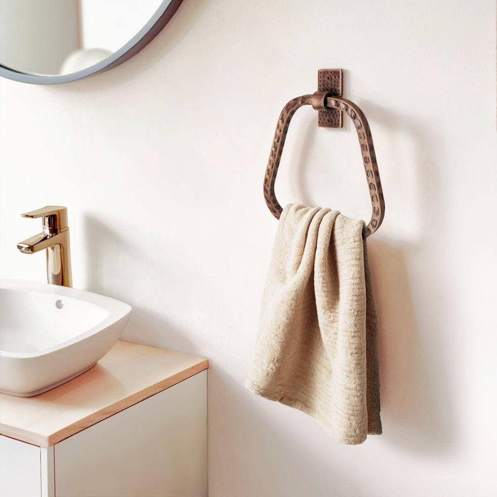 Monarch Abode Hammered Wall Mount Towel Ring in Antique Copper (3)
