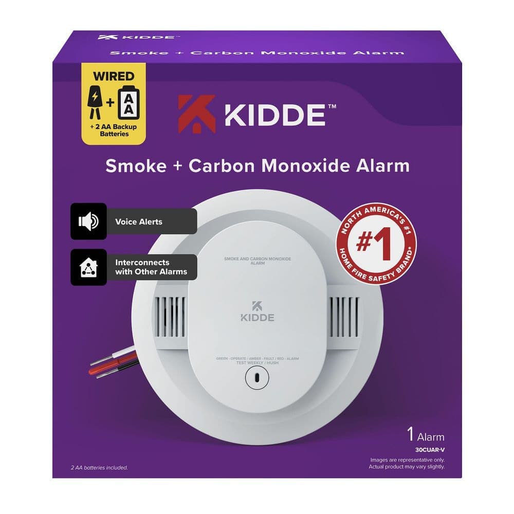 Kidde Smoke and Carbon Monoxide Detector, Interconnectable and LED Warning Lights and Voice Alarm, 30CUAR-V (2)