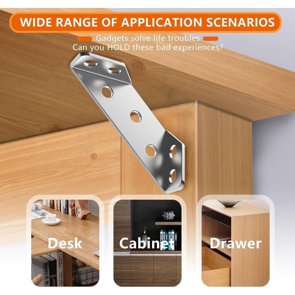 KIWDZFU 20pcs Stainless Steel Corner Brackets Heavy Duty Triangular Support for Furniture Cabinets Tables Chairs (3)