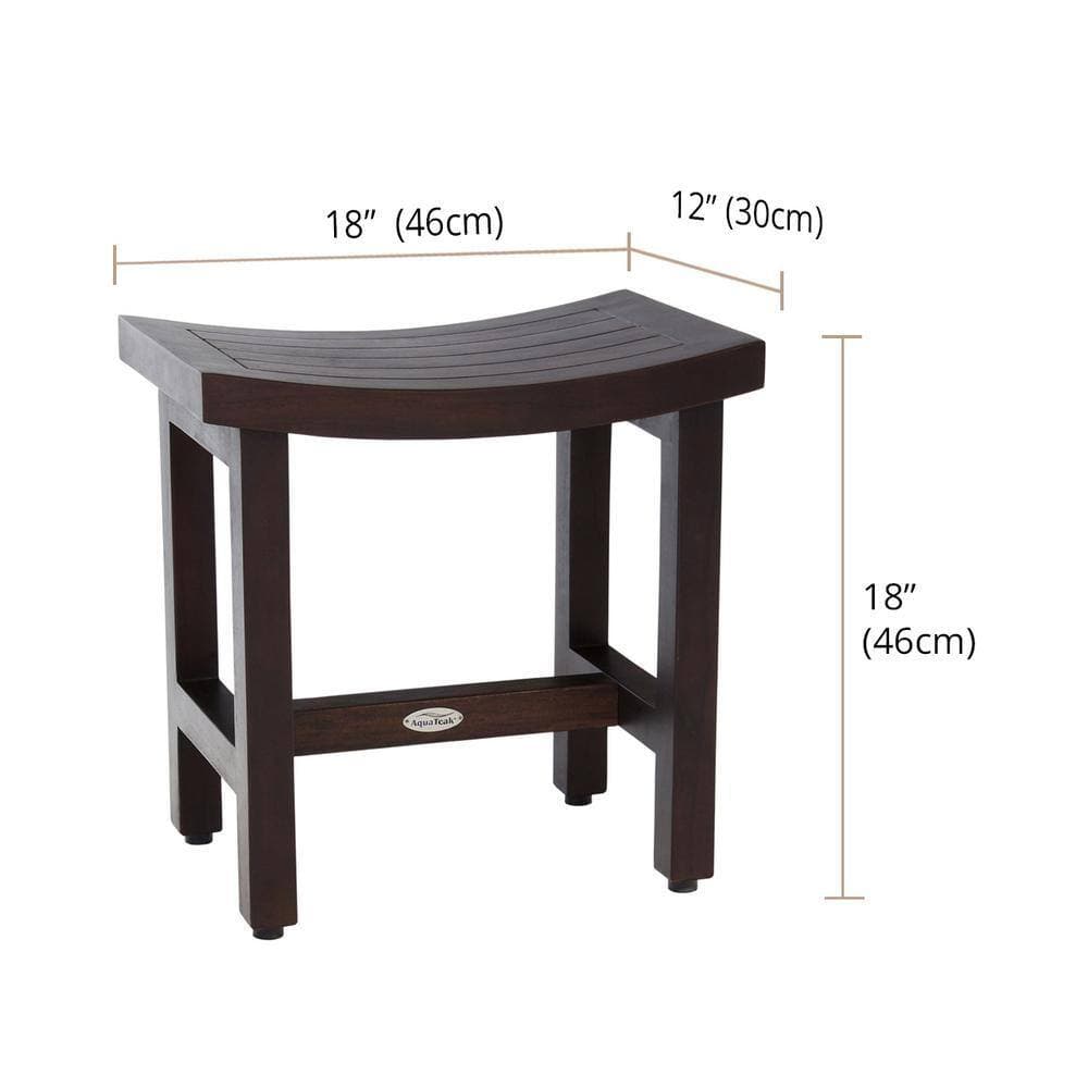 AquaTeak Patented 18 in. x 12 in. Sumba Lotus Mocha-Shield Freestanding  Teak Shower Bench (3)