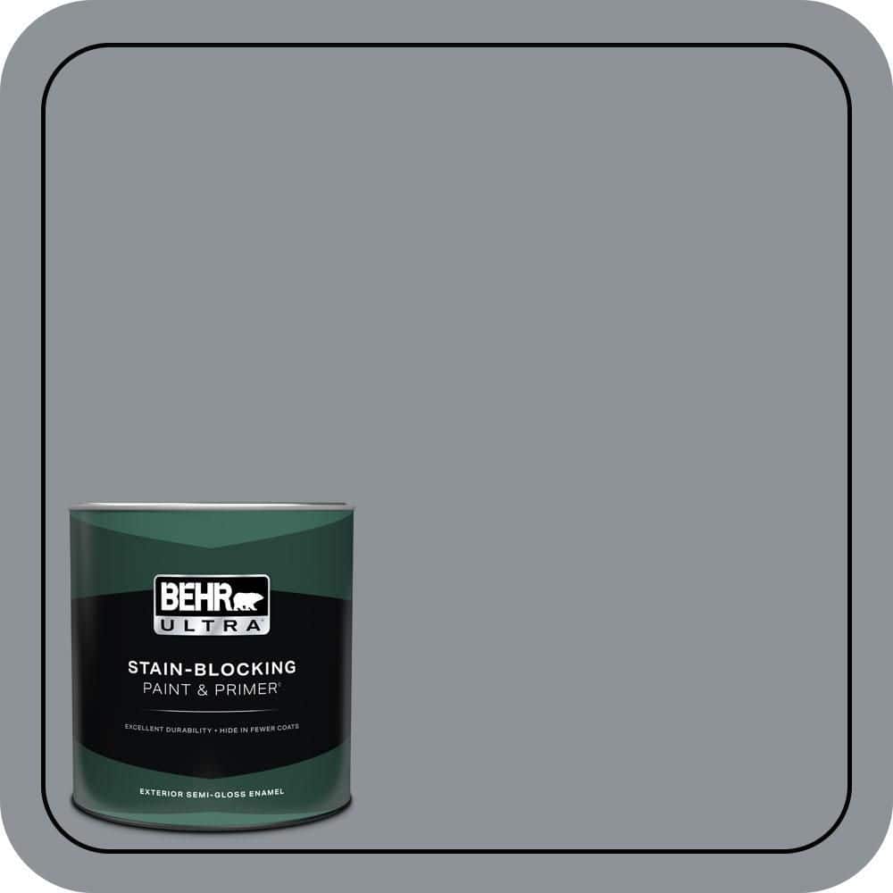 BEHR ULTRA 1 qt. #PPU18-04 Dark Pewter Semi-Gloss Enamel Exterior Paint & Primer