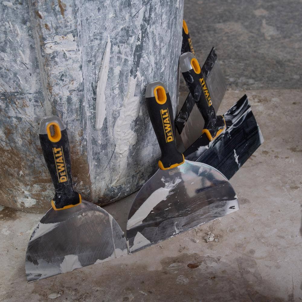 DEWALT 6/8/10/12 in. Blue Steel Taping Knife Set with 14 in. Mud Pan (2)