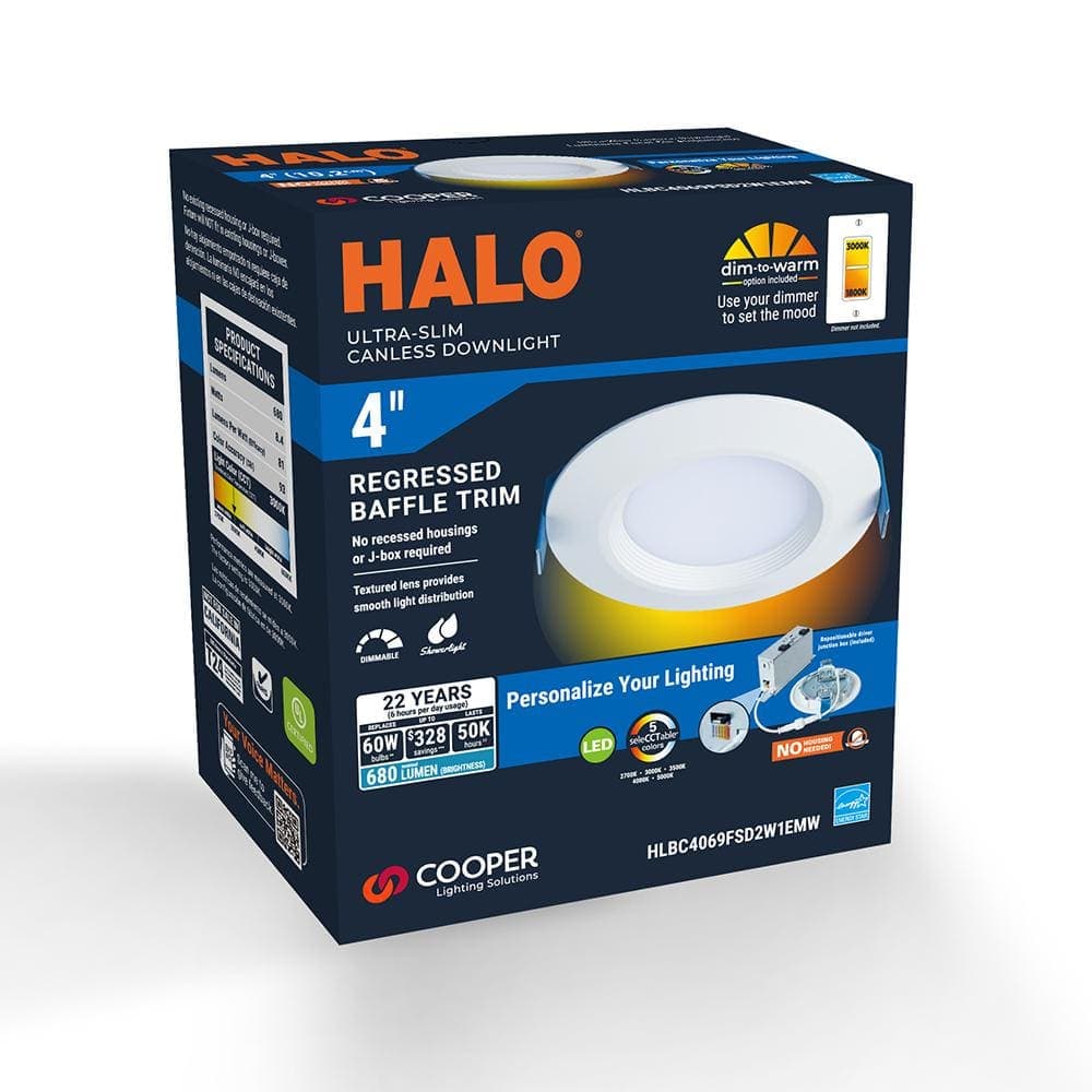HALO HLBC 4 in. Ultra-Slim Regressed LED Downlight Selectable CCT with D2W Option (3)