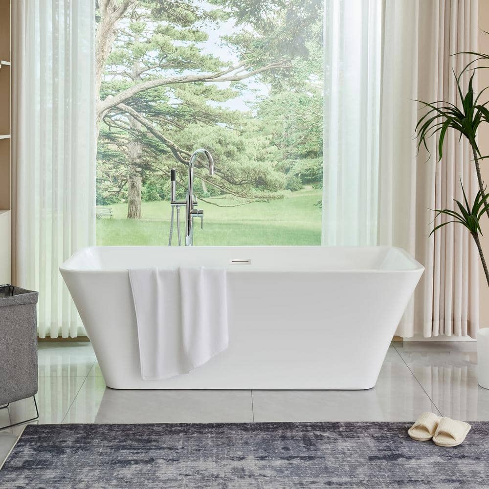 Vanity Art Nantes 29.5 in. Acrylic Flatbottom Freestanding Soaking Bathtub with Center Drain (2)