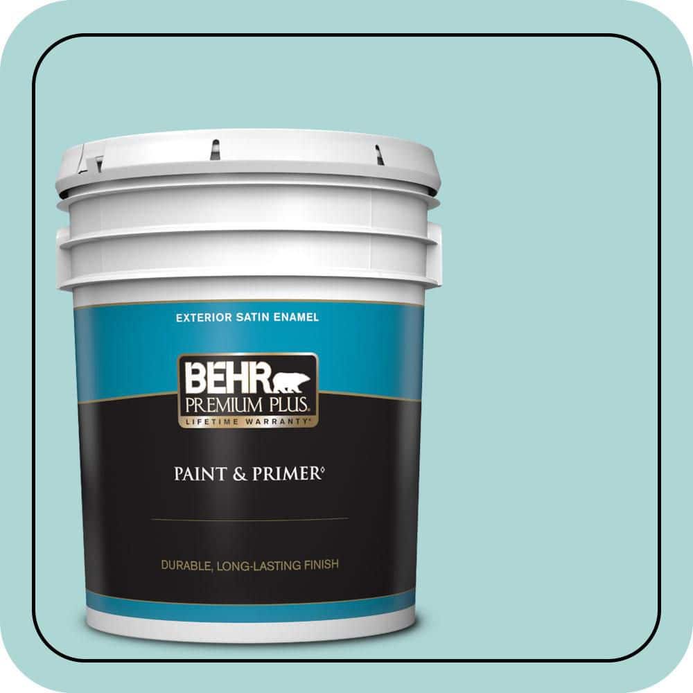 BEHR PREMIUM PLUS 5 gal. #T12-19 Sugar Pool Satin Enamel Exterior Paint & Primer