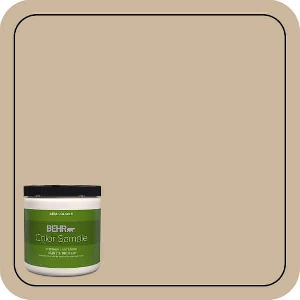 BEHR PREMIUM PLUS 8 oz. #MQ2-21 Elemental Tan Semi-Gloss Interior/Exterior Paint & Primer Color Sample (2)