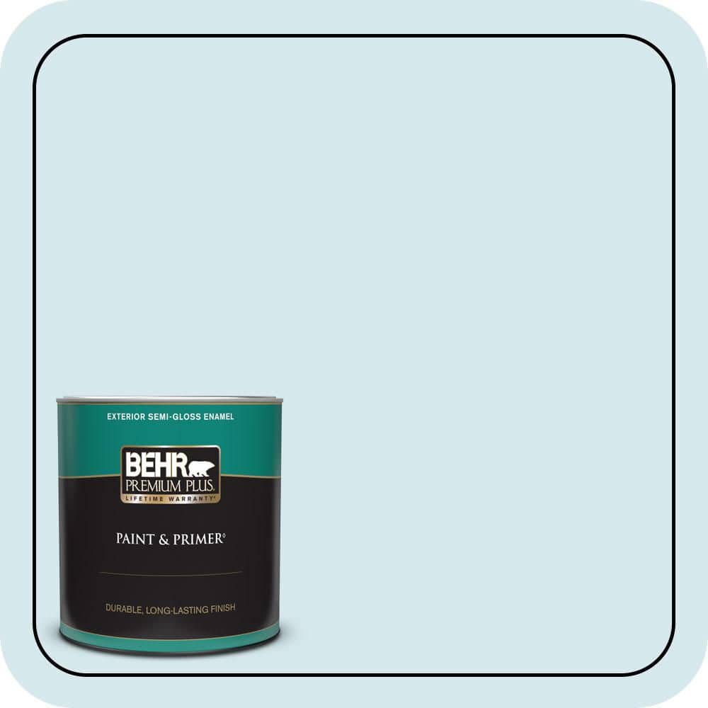BEHR PREMIUM PLUS 1 qt. #S490-1 Permafrost Semi-Gloss Enamel Exterior Paint & Primer (1)