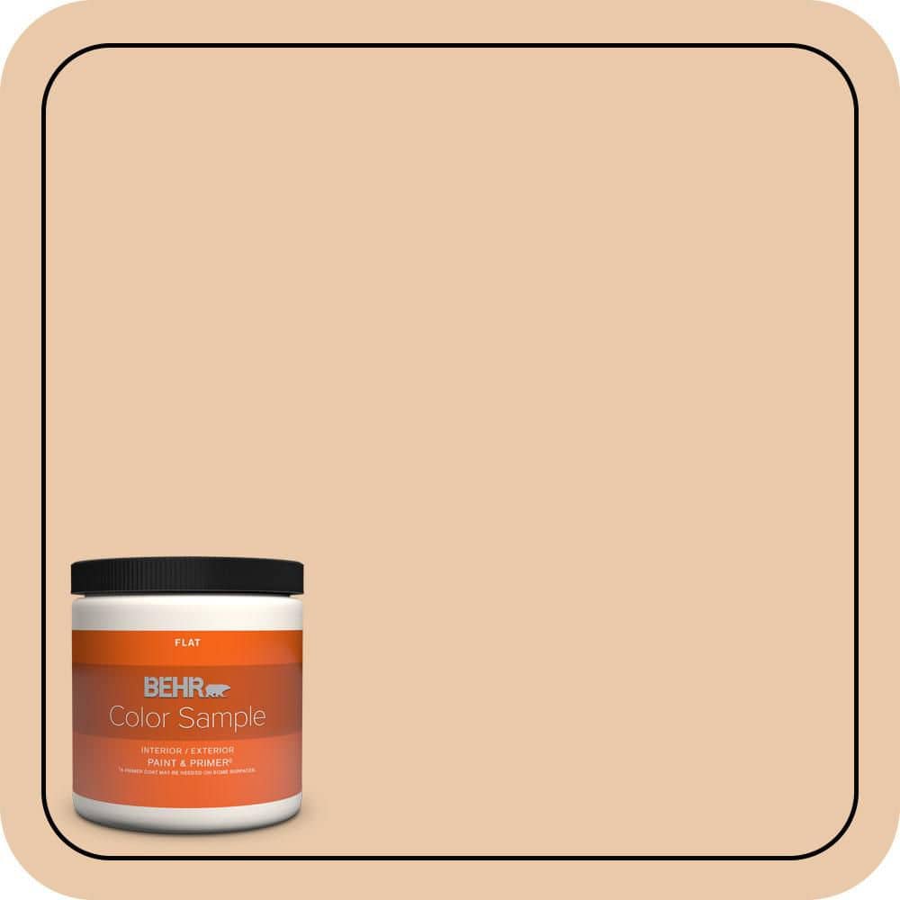 BEHR PREMIUM PLUS 8 oz. #S250-2 Almond Biscuit Flat Interior/Exterior Paint & Primer Color Sample (1)