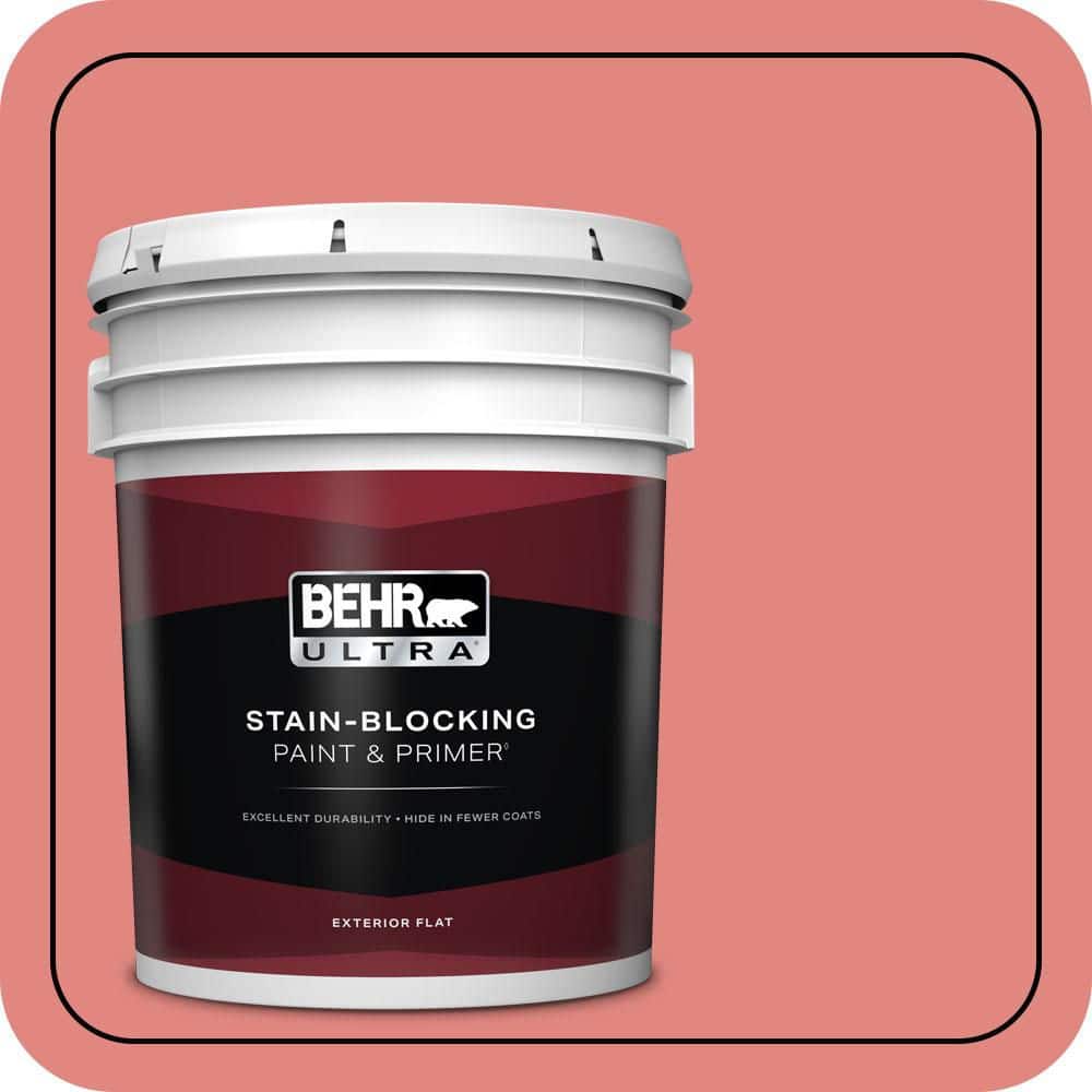 BEHR ULTRA 5 gal. #PPU1-04A Watermelon Punch Flat Exterior Paint & Primer
