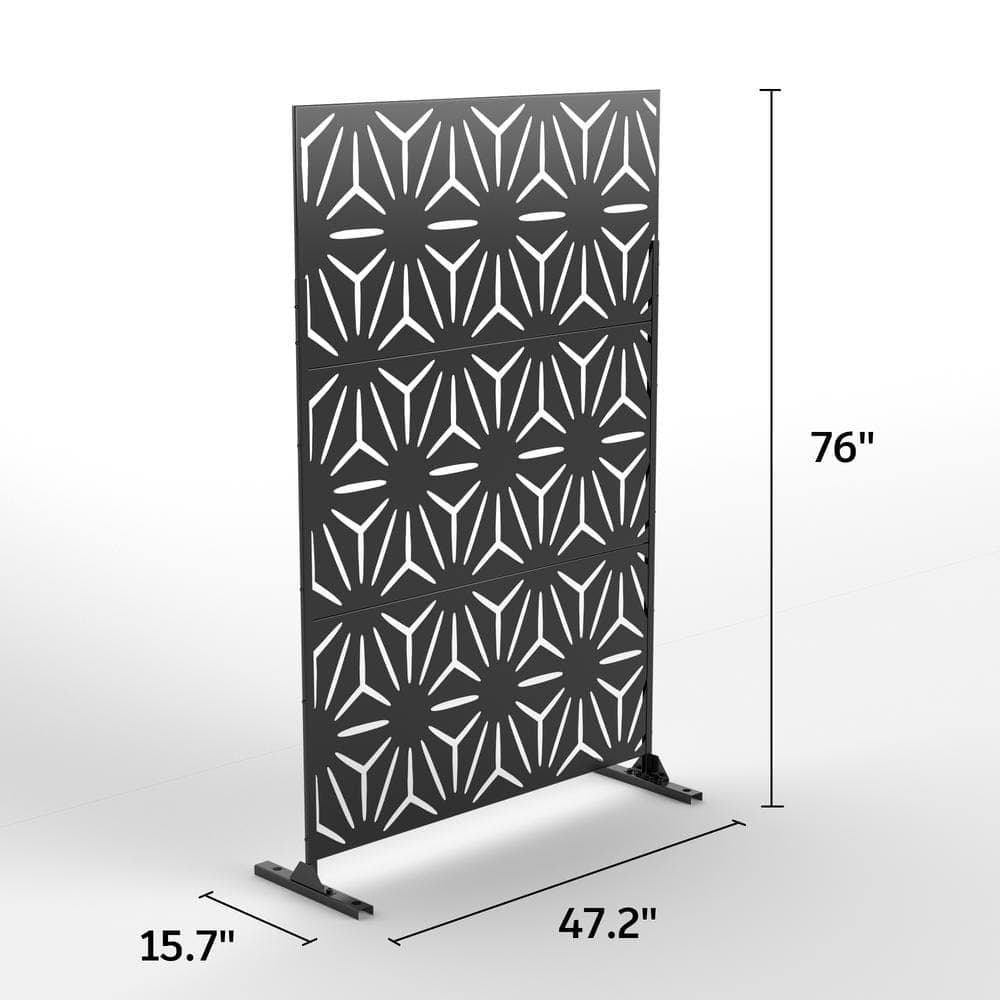 Dovelina 72 in.H x 47 in.W Galvanized Steel Metal Wall Sculptures Garden Fence Deck Privacy Screen Garden Screen Panels (3)
