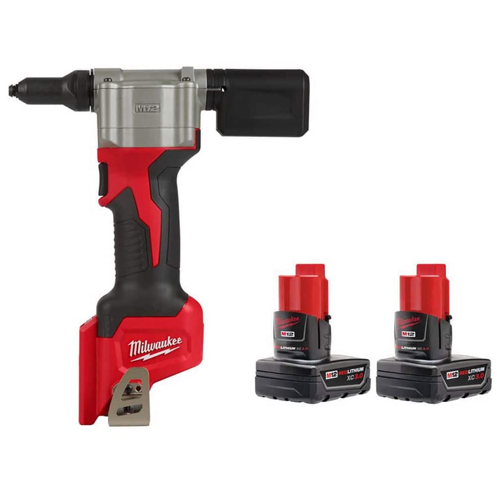 Milwaukee M12 12-Volt Lithium-Ion Cordless Rivet Tool with M12 12-Volt XC 3.0 Ah Battery Pack (1)